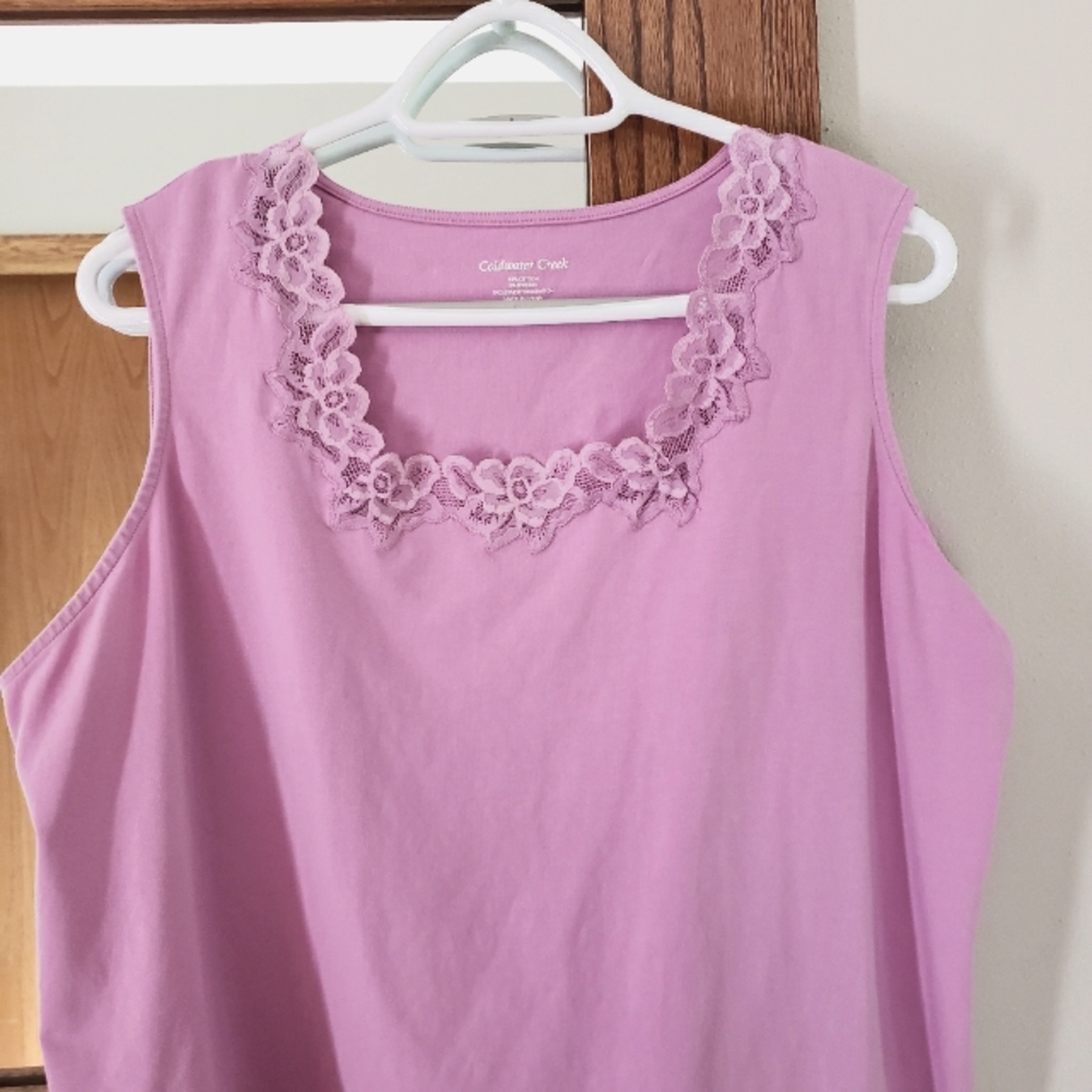 Coldwater Creek 1x lavender pink lace tank nwot